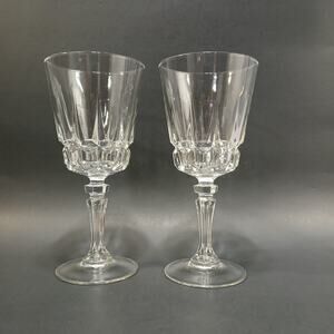 Pair of Stemmed Wine Glasses Water Goblets Chantelle by Cristal D'Arques Durand